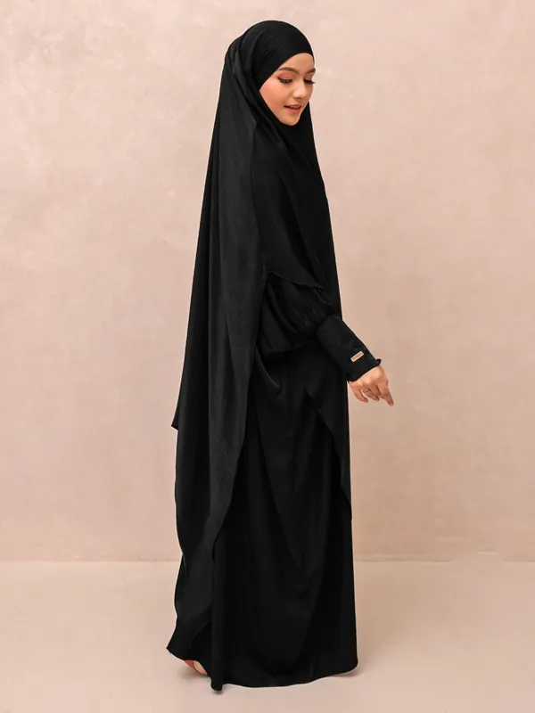 Saqqina Hijab - Aluna Abaya Set (Abaya Gamis Set Khimar Hilya Haji dan Umrah Bahan Andalusia / Anti Uv) Gamis Muslim Wanita Super Premium Quality — foto 2