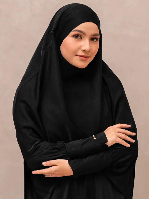 Saqqina Hijab - Aluna Abaya Set (Abaya Gamis Set Khimar Hilya Haji dan Umrah Bahan Andalusia / Anti Uv) Gamis Muslim Wanita Super Premium Quality — foto 1