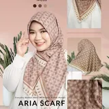 Saqqina Hijab - Hijab Segi Empat Aria - Milk Brown ML (Square Scarf Motif Premium Lasercut) thumbnail 1