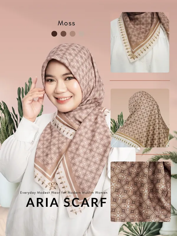 Saqqina Hijab - Hijab Segi Empat Aria - Milk Brown ML (Square Scarf Motif Premium Lasercut) — foto 1